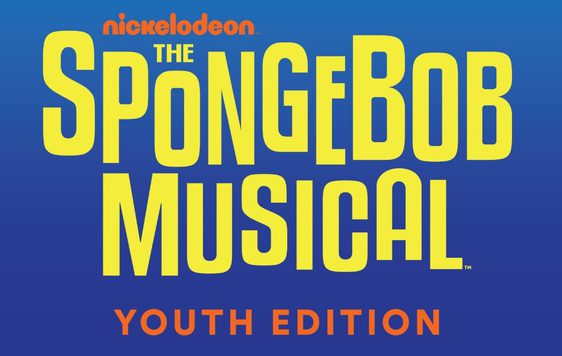 A blue backgrund with the YEM Theatre Productions logo featured above the show title, "The Spongebob Musical, Youth Edition", written in yellow font.