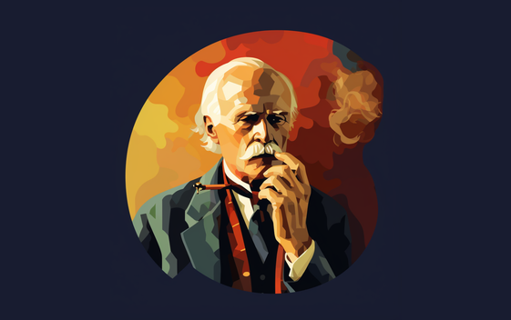 A painted portrait of Psychologist Carl Jung