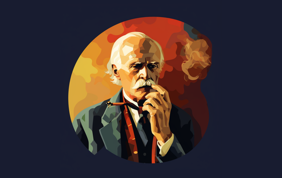 A painted portrait of Psychologist Carl Jung