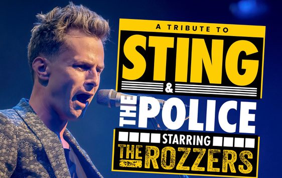 Owen James as "Sting" singing into a microphone.  The show title is shown next to him.
